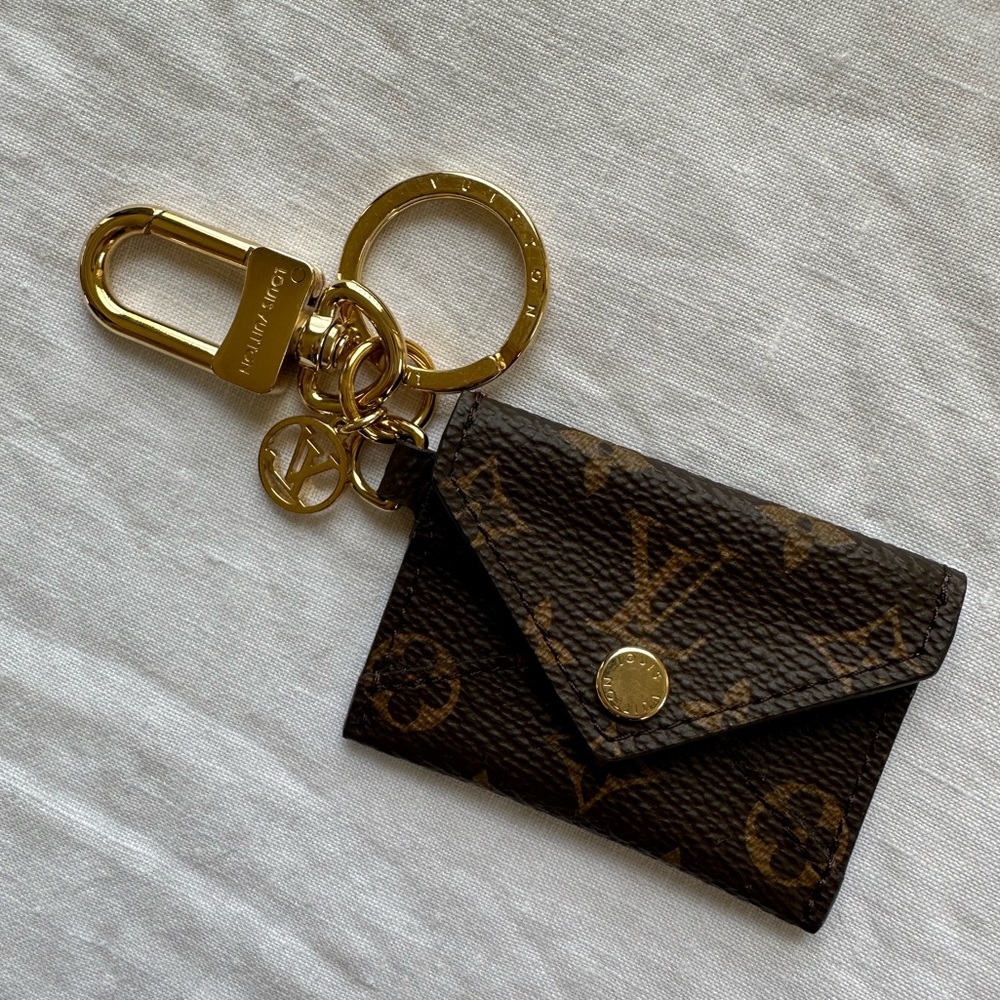 Louis Vuitton Brown Monogram Key Pouch with Gold Hardware